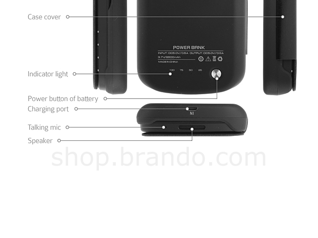 Power Jacket with cover For BlackBerry Q10 - 2800mAh