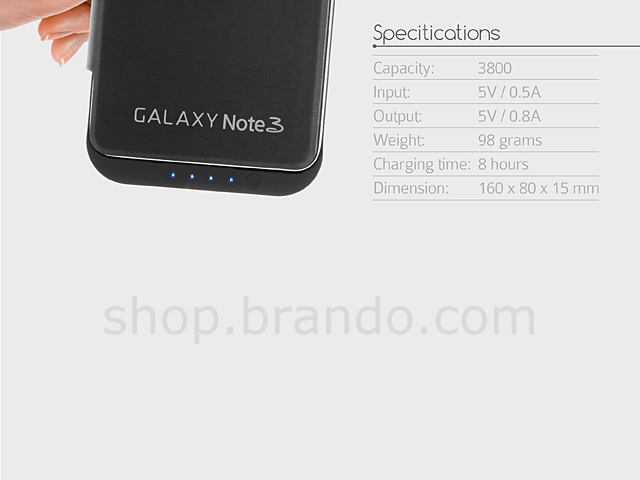Power Jacket with cover For Samsung Galaxy Note 3 - 3800mAh