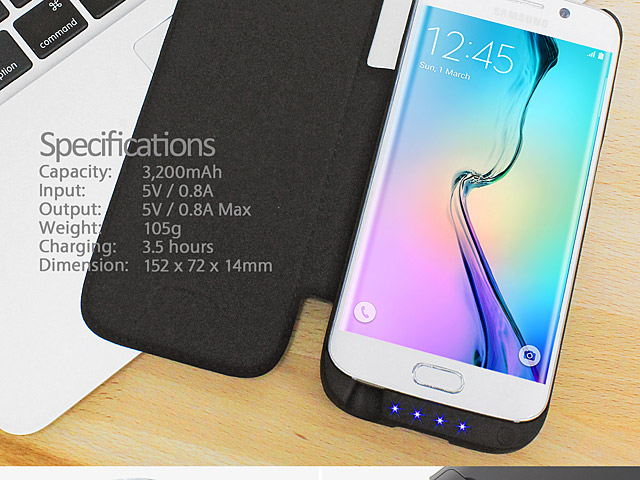 Power Jacket with Cover For Samsung Galaxy S6 edge - 3200mAh