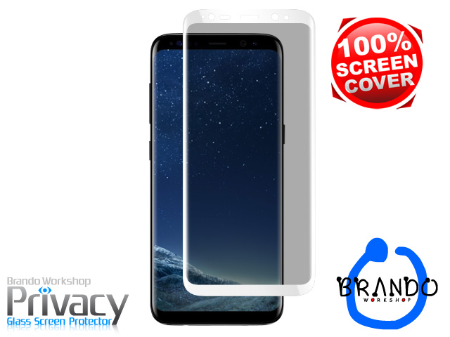 Brando Workshop Full Screen Coverage Curved Privacy Glass Screen Protector (Samsung Galaxy S8) - White