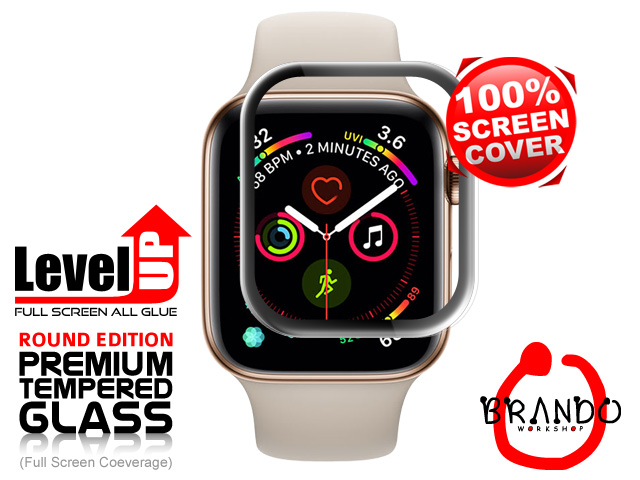 Brando Workshop Full Screen Coverage Curved Glass Protector (Apple Watch 4 (2018)) - Black