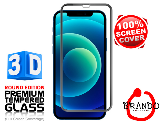 Brando Workshop Full Screen Coverage Curved 3D Glass Protector (iPhone 12 (6.1)) - Black