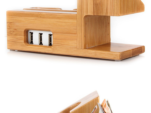 2-in-1 Bamboo Charging Stand