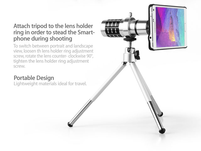 Professional Samsung Galaxy Note 4 12x Zoom Telescope with Tripod Stand (Silver)