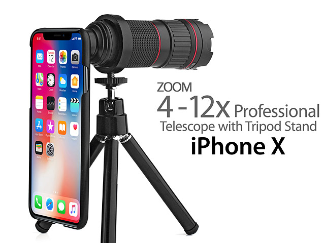 Professional iPhone X 4-12x Zoom Telescope with Tripod Stand