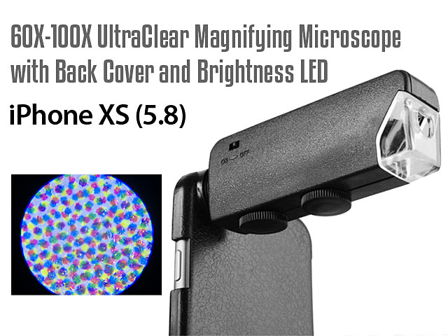 iPhone XS (5.8) 60X-100X UltraClear Magnifying Microscope with Back Cover and Brightness LED