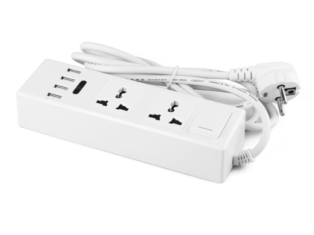4-Port USB Power Adapter with 2 Power Socket
