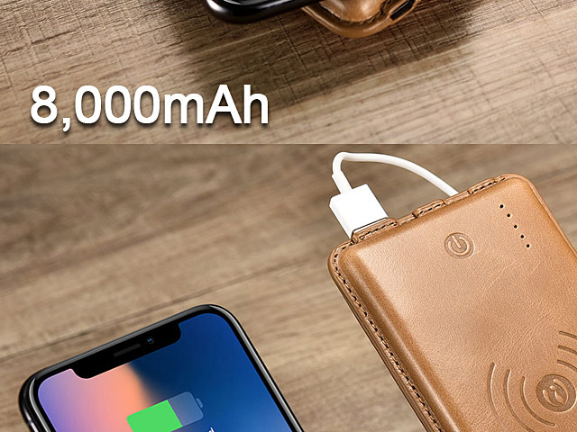 Leather Wireless Charger Power Bank (8000mAh)