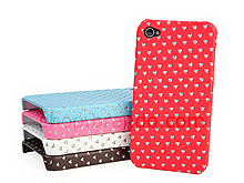 iPhone 4 Glittery Heart Embossed Back Case