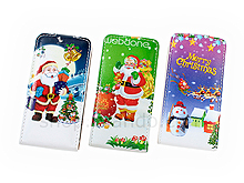 iPhone 4/4S Christmas Santa Claus and Snowman Flip-Top Leather Case