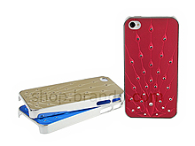 iPhone 4/4S Peacock Spreads Tail Bling-Bling Feathers Metallic Back Case