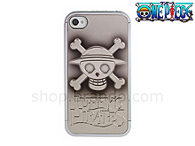 iPhone 4/4S One Piece - Luffy's Pirates SILVER-BLACK METALLIC Logo Phone Case (Limited Edition)