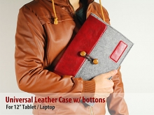 Universal Leather Case with buttons for 12 inch Tablets / Laptop