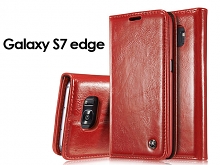 Samsung Galaxy S7 edge Magnetic Flip Leather Wallet Case
