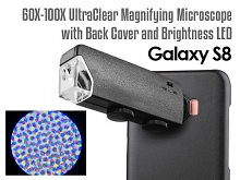 Samsung Galaxy S8 60X-100X UltraClear Magnifying Microscope with Back Cover and Brightness LED
