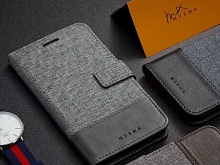 Samsung Galaxy A80/A90 Canvas Leather Flip Card Case