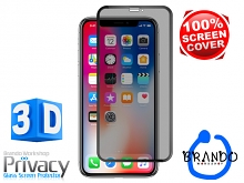 Brando Workshop Full Screen Coverage Curved Privacy Glass Screen Protector (iPhone X) - Black