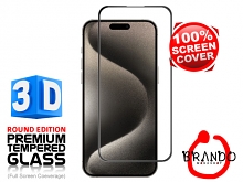 Brando Workshop Full Screen Coverage Curved 3D Glass Protector (iPhone 15 Pro Max (6.7)) - Black