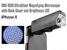 iPhone X 60X-100X UltraClear Magnifying Microscope with Back Cover and Brightness LED