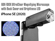 iPhone SE (2020) 60X-100X UltraClear Magnifying Microscope with Back Cover and Brightness LED