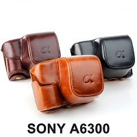SONY A6300 Premium Protective Leather Case with Leather Strap