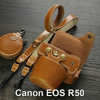 Canon EOS R50 Premium Leather Case with Leather Strap