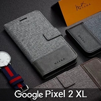 Google Pixel 2 XL Canvas Leather Flip Card Case