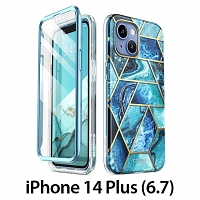 i-Blason Cosmo Slim Designer Case (Ocean Blue Marble) for iPhone 14 Plus (6.7)