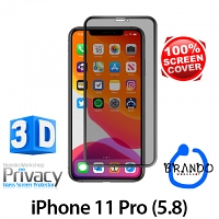 Brando Workshop Full Screen Coverage Curved Privacy Glass Screen Protector (iPhone 11 Pro (5.8)) - Black