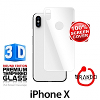 Brando Workshop Full Screen Coverage Curved 3D Glass Protector (iPhone X Back Cover) - White