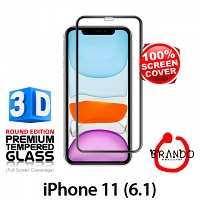 Brando Workshop Full Screen Coverage Curved 3D Glass Protector (iPhone 11 (6.1)) - Black
