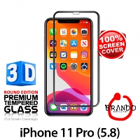 Brando Workshop Full Screen Coverage Curved 3D Glass Protector (iPhone 11 Pro (5.8)) - Black