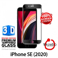 Brando Workshop Full Screen Coverage Curved 3D Glass Protector (iPhone SE (2020)) - Black