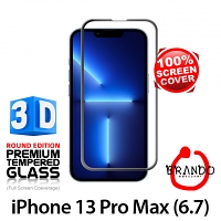 Brando Workshop Full Screen Coverage Curved 3D Glass Protector (iPhone 13 Pro Max (6.7)) - Black