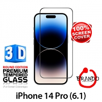 Brando Workshop Full Screen Coverage Curved 3D Glass Protector (iPhone 14 Pro (6.1)) - Black