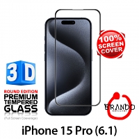 Brando Workshop Full Screen Coverage Curved 3D Glass Protector (iPhone 15 Pro (6.1)) - Black