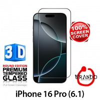 Brando Workshop Full Screen Coverage Curved 3D Glass Protector (iPhone 16 Pro (6.1)) - Black