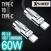 Xpower Zinc Alloy 60W Type-C to Type-C Sync & Charging Cable