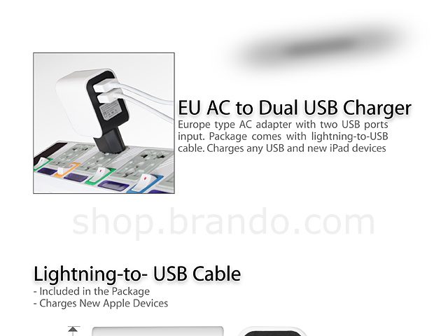 EU AC to Dual USB Charger