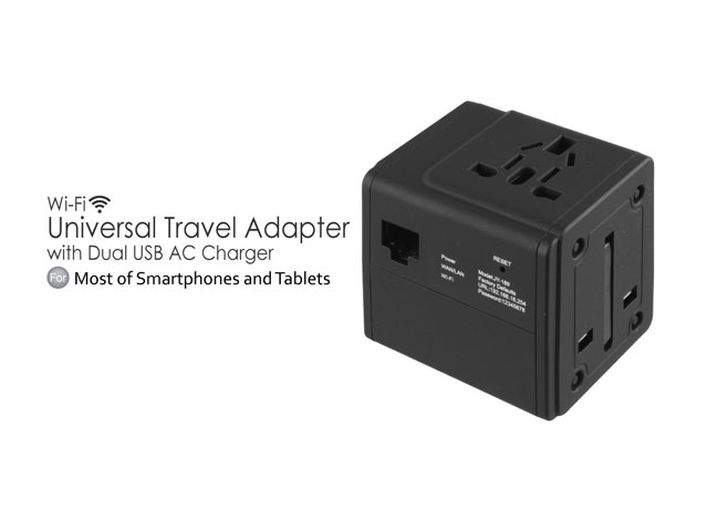 Wi-Fi Universal Travel Adapter with Dual USB AC Charger