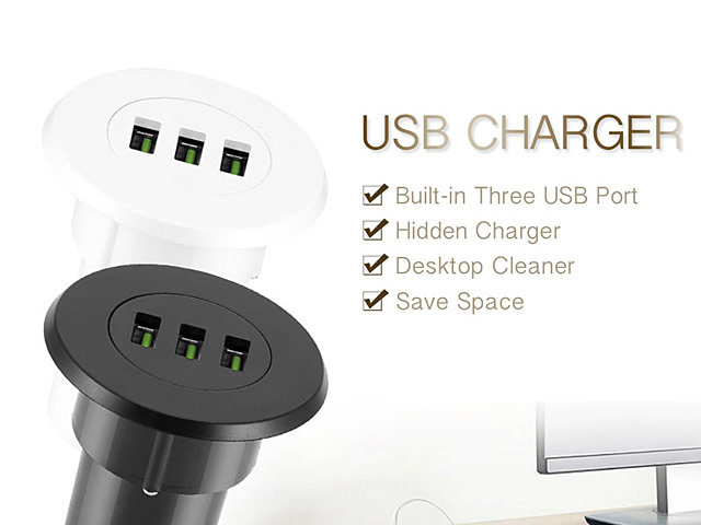 In-Desk 3-Port USB Charger