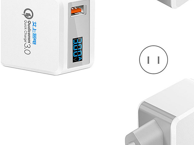 QC3.0 Fast USB AC Charger with Display