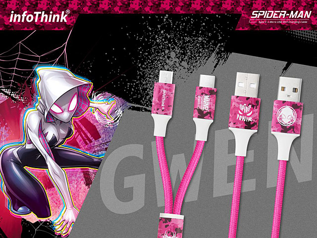 infoThink 2-in-1 Spider Man Series USB Cable - Gwen