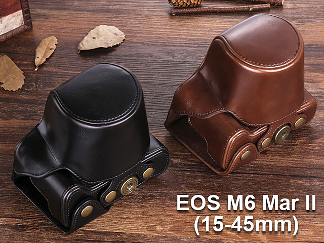 Canon EOS M6 Mark II (15-45mm) Leather Case with Leather Strap