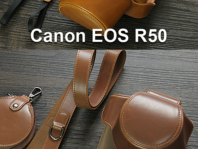 Canon EOS R50 Premium Leather Case with Leather Strap