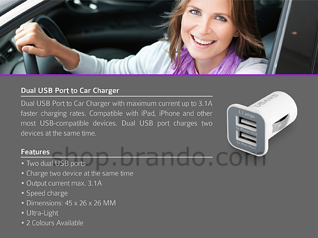 Dual USB Port to Car Charger