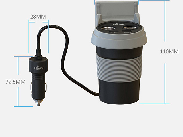 Hawk C510 Cup Type 2 + 2 Dual USB Car Charger