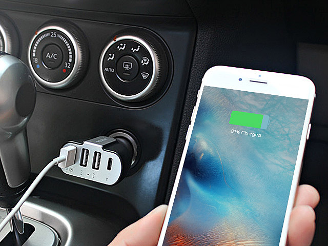 Seenda 50W 4 USB Car Charger with QC 3.0 and Type-C Port
