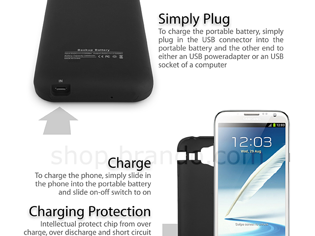 Power Jacket for Samsung Galaxy Note II GT-N7100 - 3200mAh