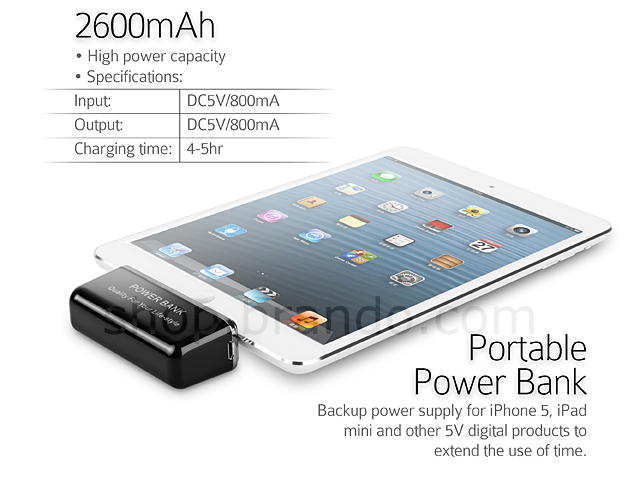 2600mAh Portable Power Bank for iPhone 5